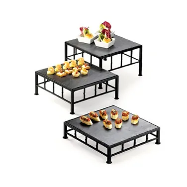 Cal-Mil 1711-7-65 Display Riser - 12" W x 12" D x 7" H Slate Top, Black Iron Frame, Metal Base