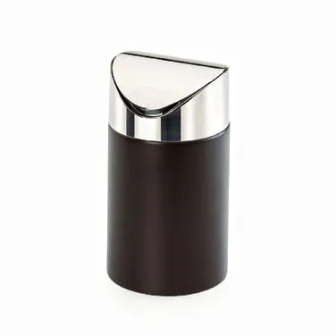 Cal-Mil 1717-96 Midnight Bamboo Trash Bin, 5" Dia x 7" H, Wood, Stainless Steel Lid, BPA Free