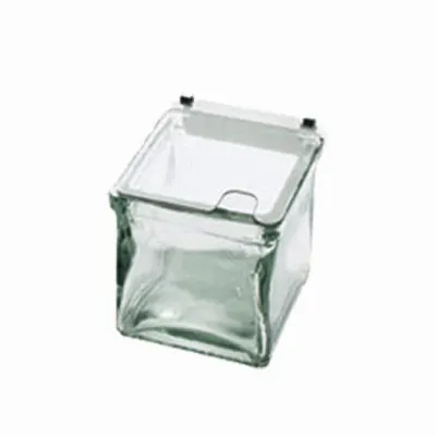 Cal-Mil 1807-N Notched Clear Lid, 4" Diameter, Stainless Steel Hinge, Clear - Condiment Holder