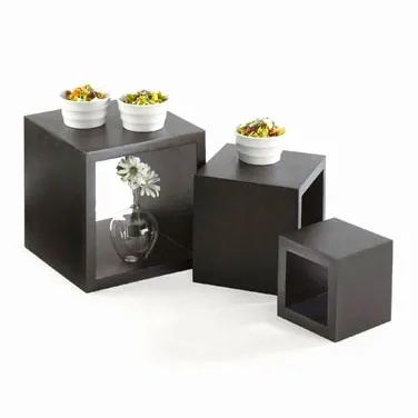 Cal-Mil 1915-96 Midnight Bamboo Square Riser Set – 3 Black Wood Risers 9" , 7" , 5"