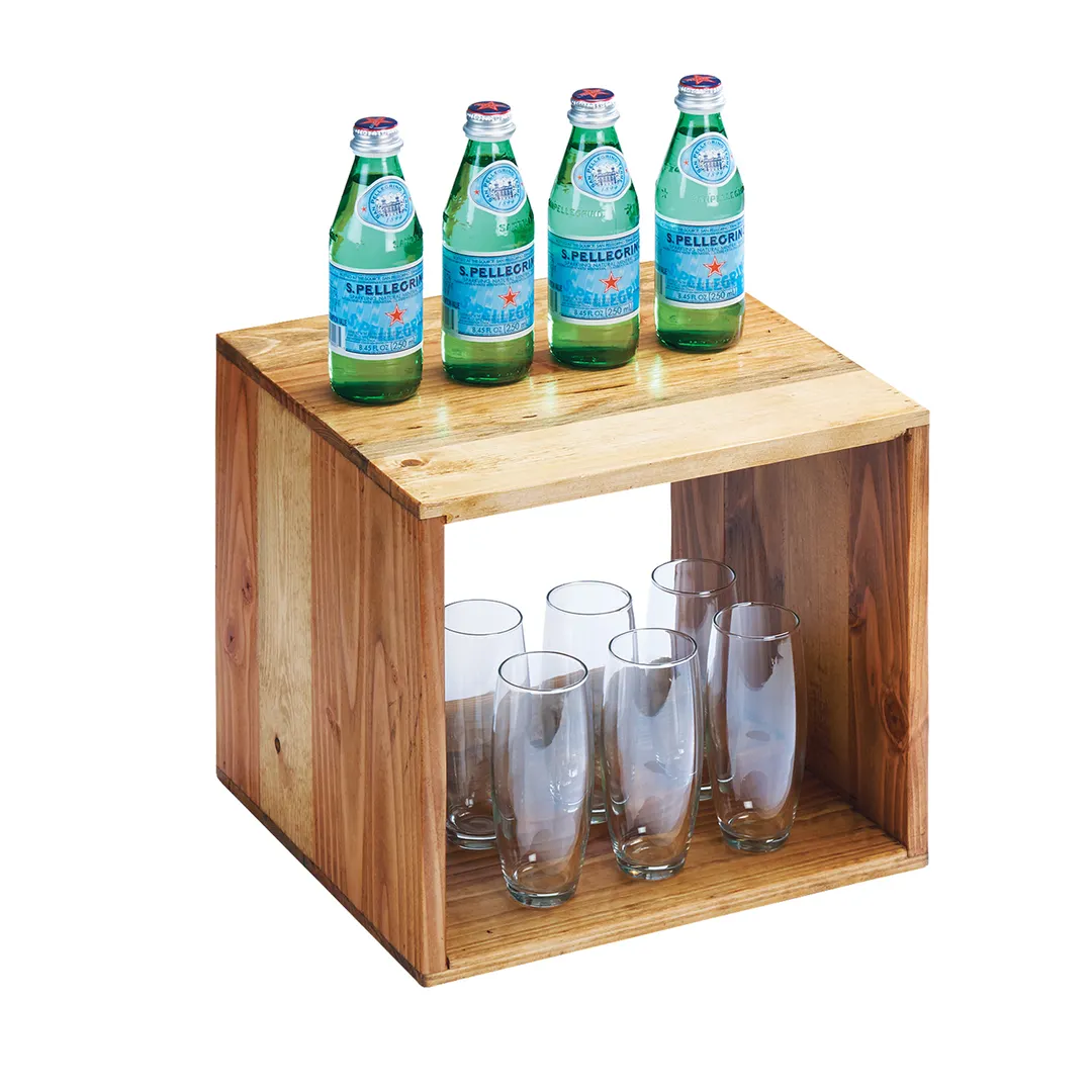 Cal-Mil 1929-12-99 Cube Riser, 12" W x 12" D x 12" H, Square Rustic Pine Wood, Natural Finish