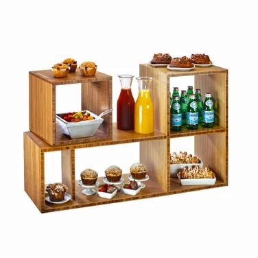 Cal-Mil 1933-60 Display Riser, 38" W x 12" D x 24" H, Natural Bamboo, Shelf, 30‑39" W, 17"+ H