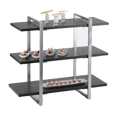 Cal-Mil 1940-96 Midnight Bamboo Riser, 28"W X 12"D X 24"H (3) Shelves, Silver Metal Frame