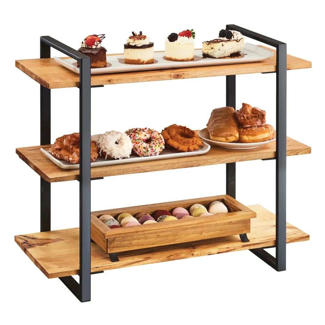 Cal-Mil 1940-99 Madera Riser, 28"W X 12"D X 24"H (3) Shelves, Black Metal Frame