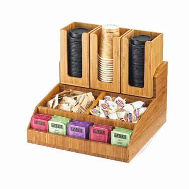 Cal-Mil 2019-60 Condiment Station, 15"W X 14.25"D X 9.25"H (3) Section, Bamboo