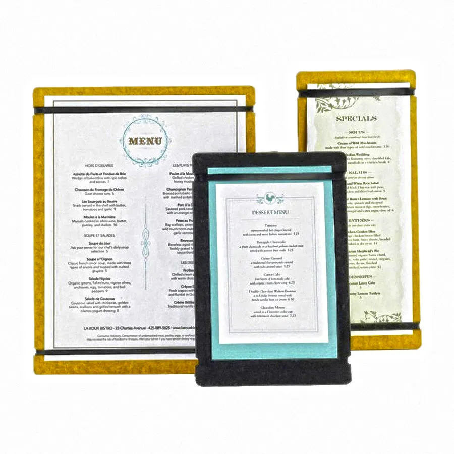 Cal-Mil 2034-811-14 Menu Board With Flex Bands, Natural Finish, Fits 8-1/2" X 11" Cards, Sign