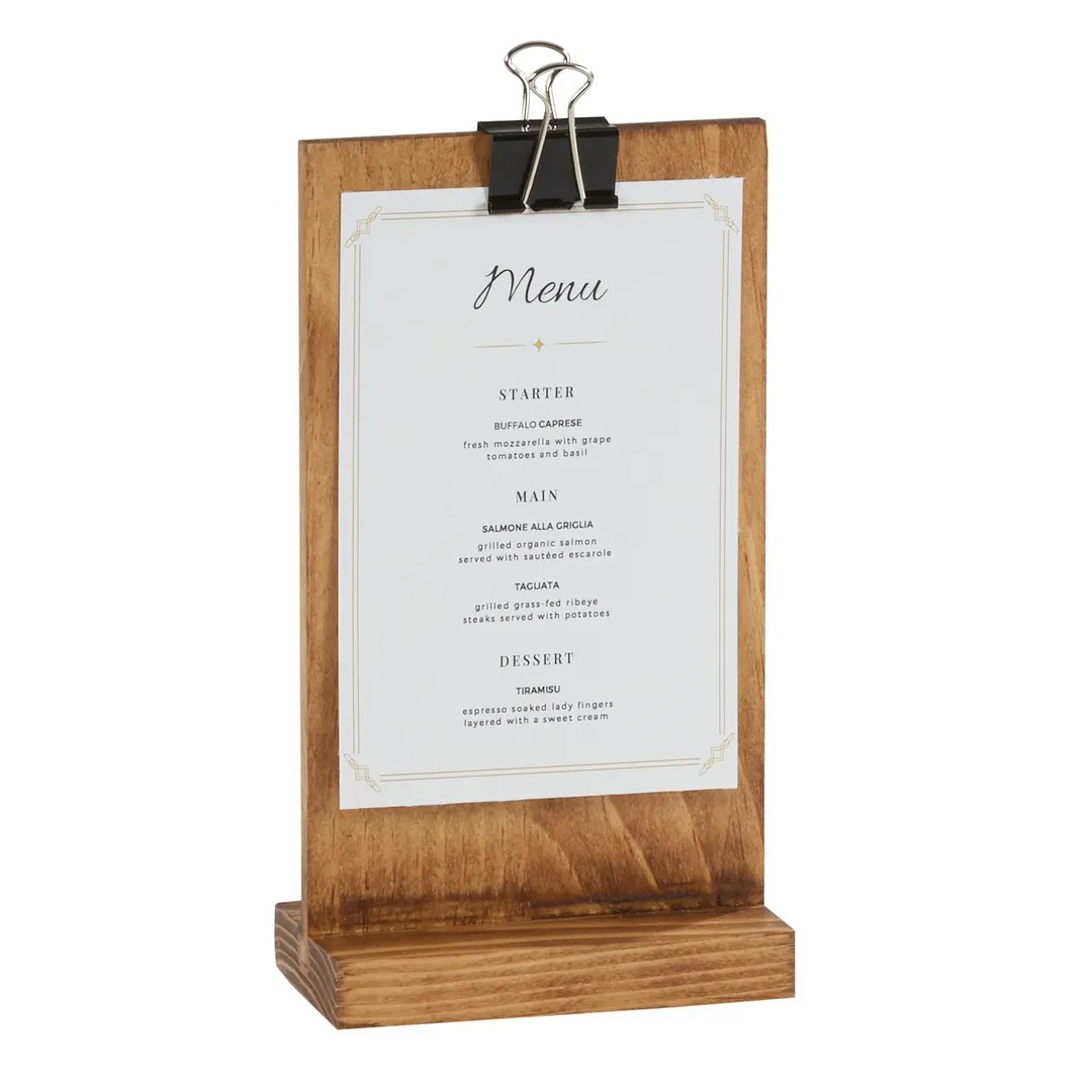 Cal-Mil 2036-46-99 Madera Clipboard Menu 4.5 W x 2.5 D x 8.5 H, Pine Wood, BPA Free