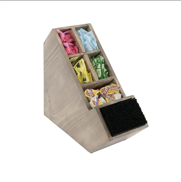 Cal-Mil 2052-110 Aspen Straw Holder, 13" x 6" x 15" Gray-Washed Pine Wood Condiment Stick Organizer