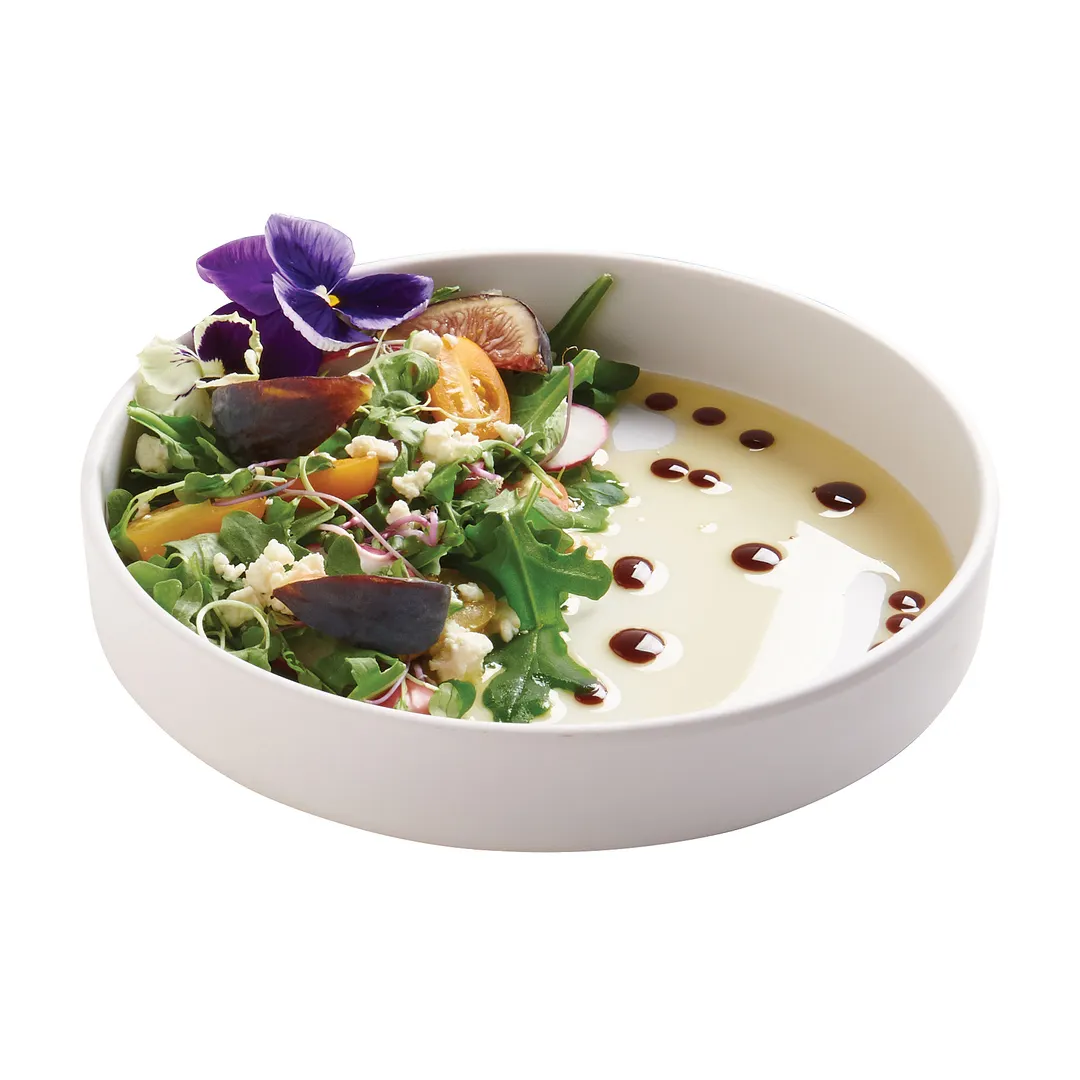 Cal-Mil 22017-10-15 Hudson Plate, 10 Dia. Round, White Melamine, Stackable Serving Tray