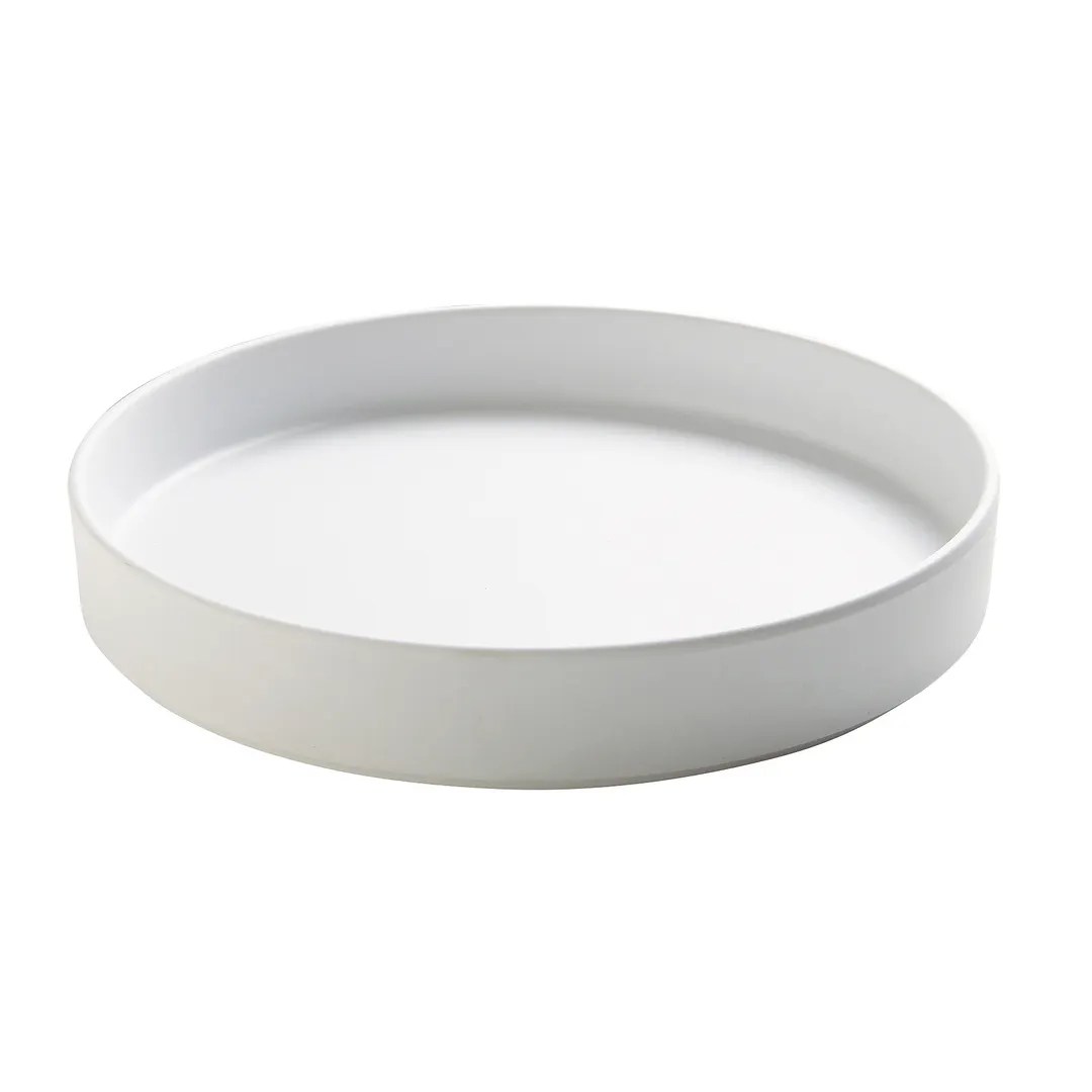 Cal-Mil 22017-10-15 Hudson Plate, 10 Dia. Round, White Melamine, Stackable Serving Tray