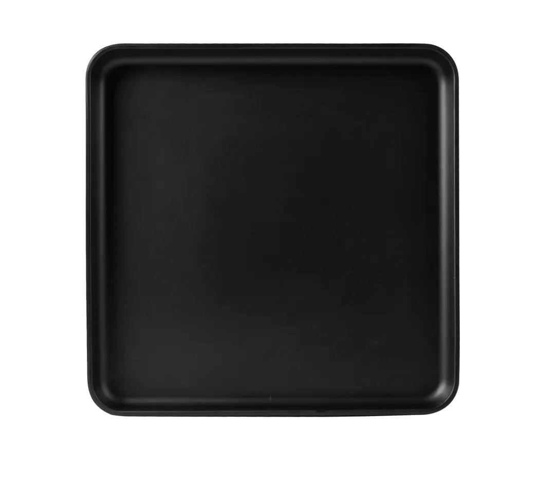 Cal-Mil 22025-11-13 Square Plate, 11" x 11" x 0.5" Melamine Black Rim – Reusable Dinnerware