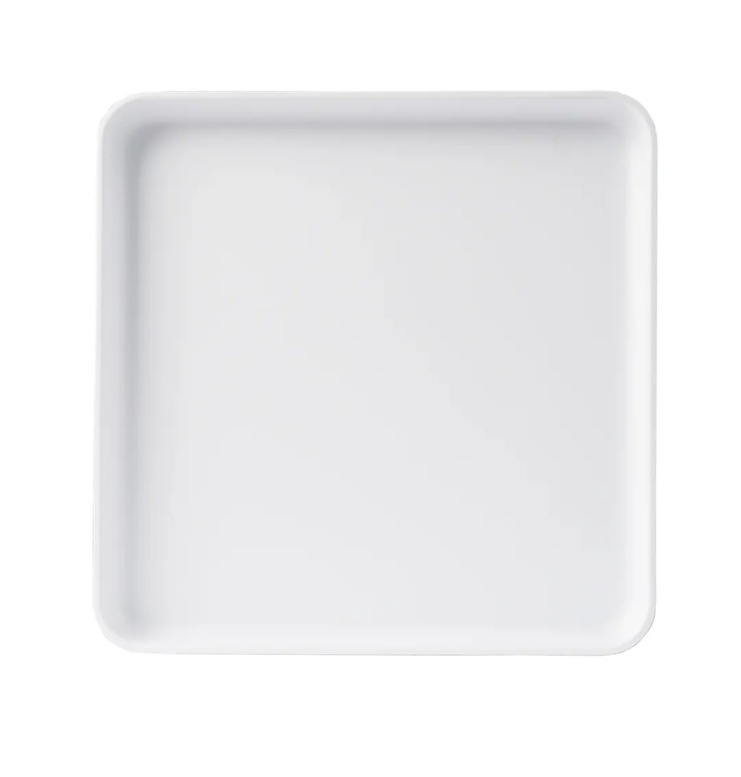 Cal-Mil 22025-11-15 Hudson Square Plastic Plate, 11" x 11" x 0.5" White Melamine With Raised Rim