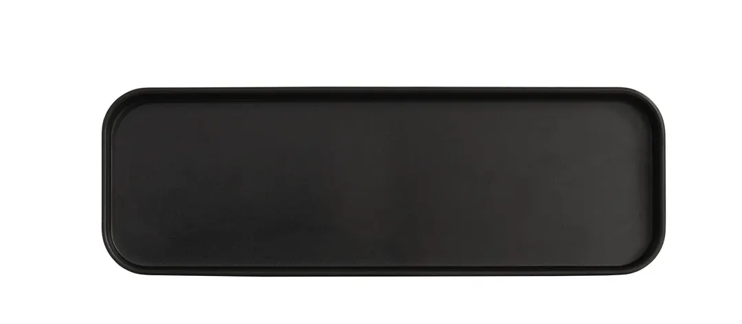 Cal-Mil 22025-412-13 Rectangular Low‑Rim Plate, 13" W x 4" D x 1" H, Black Melamine