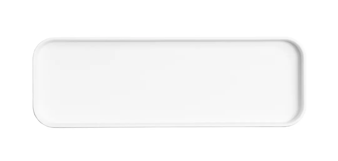 Cal-Mil 22025-412-15 Rectangular Low‑Rim Melamine Plate, 13" W x 4" D x 1" H, White Hudson Finish