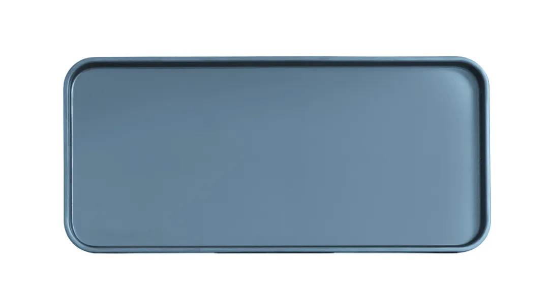 Cal-Mil 22025-613-111 Plate, 13" W x 6" D x 1" H Rectangular Low‑Rim Melamine, Stone Blue Hudson