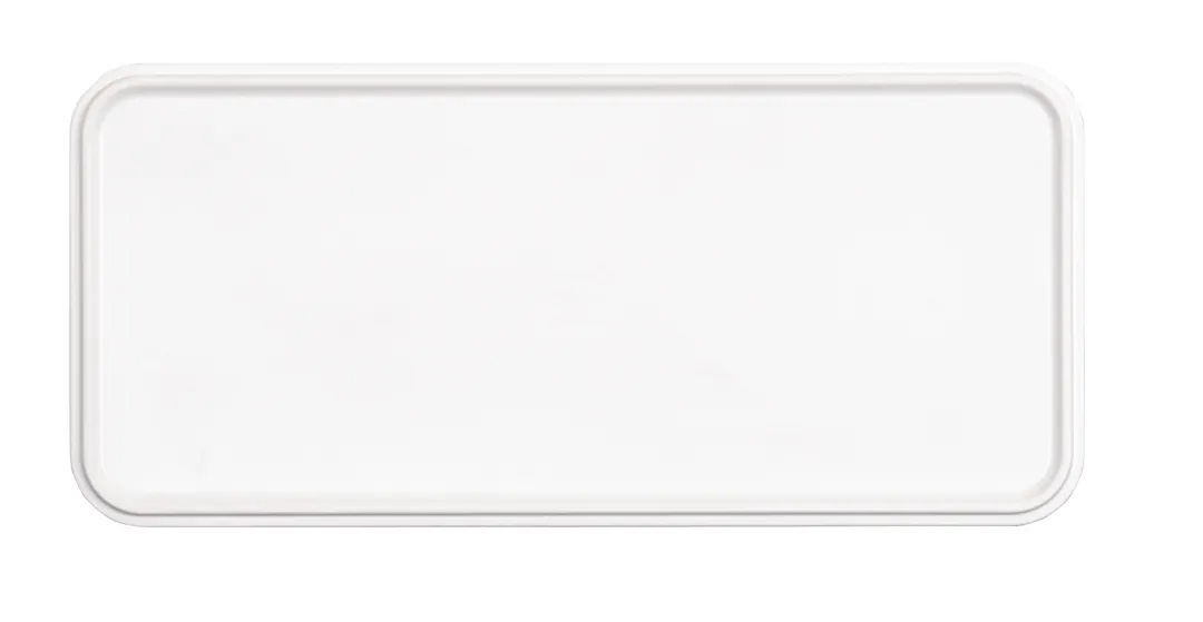 Cal-Mil 22025-613-15 Rectangular Low‑Rim Plate, 13" W x 6" D x 1" H, White Melamine