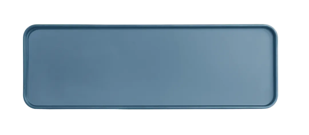Cal-Mil 22025-618-111 Low‑Rim Rectangular Melamine Plate, 18" W x 6" D x 1" H, Stone Blue