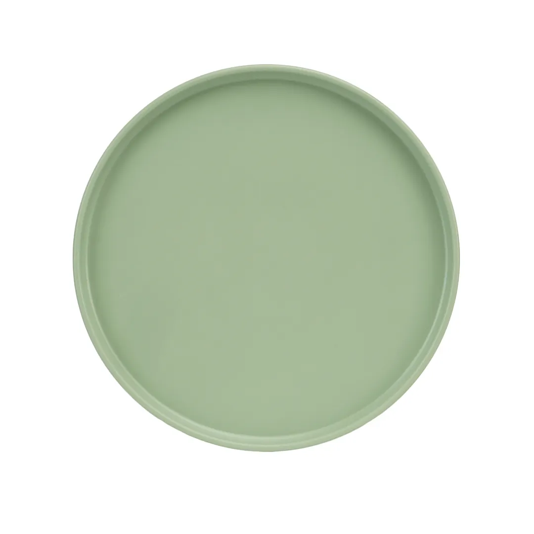 Cal-Mil 22026-10-107 Round Low‑Rim Melamine Plate, 10‑1/4" Dia x 1" H, Matcha Green, 10‑11" Size