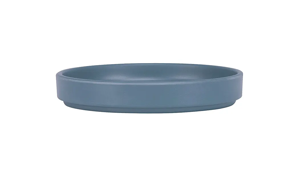 Cal-Mil 22026-8-111 Stone Blue Low‑Rim Melamine Plate, 8¼″ x 1″ H, Dishwasher Safe, Stackable 8‑9″