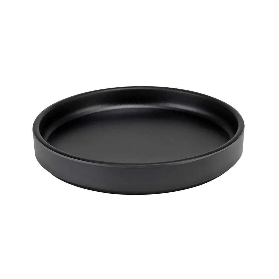 Cal-Mil 22026-8-13 Hudson Round Plate, 8-1/4" Dia x 1" H, Low Rim, Black Melamine