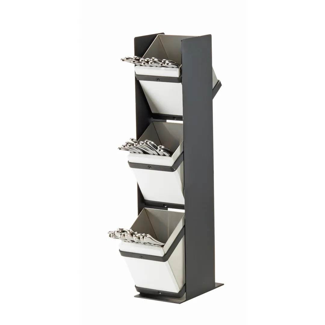 Cal-Mil 22048-13 3-Tier Stainless Steel Flatware Holder, 4.5"W x 7"D x 21"H