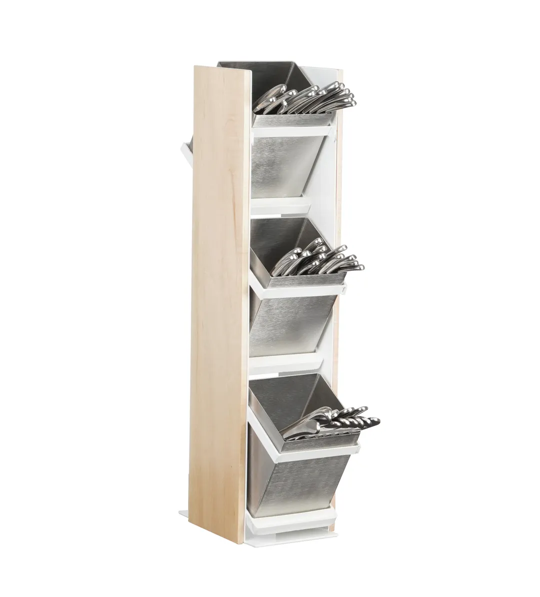Cal-Mil 22048-15 Blonde 3-Tier Maple Wood Flatware Holder, 4.5W x 7D x 21H