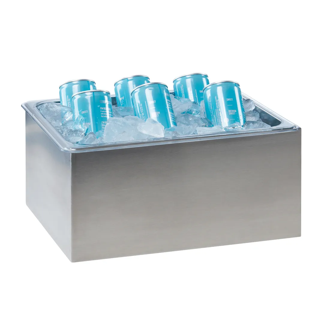 Cal-Mil 22064-10-55 Ice Housing – 12¼" W X 10" D X 6" H Stainless Steel With Clear Poly Pan