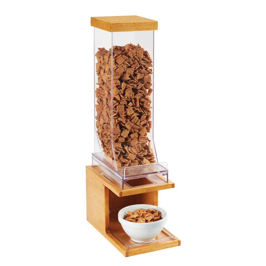 Cal-Mil 22067-1-99 Countertop Cereal Dispenser, 9.8L Pine Base,9¼"W×6½"D×24¼"H, Pull‑Serve, BPA‑Free