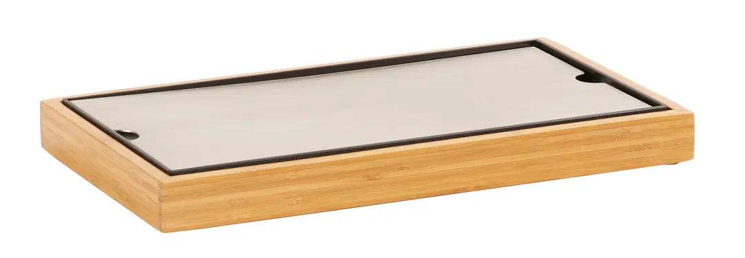 Cal-Mil 22072-1-60 Cold Concept Frame, 9.5" W x 17.75" D x 1.75" H, Bamboo with Steel Tray and Pucks