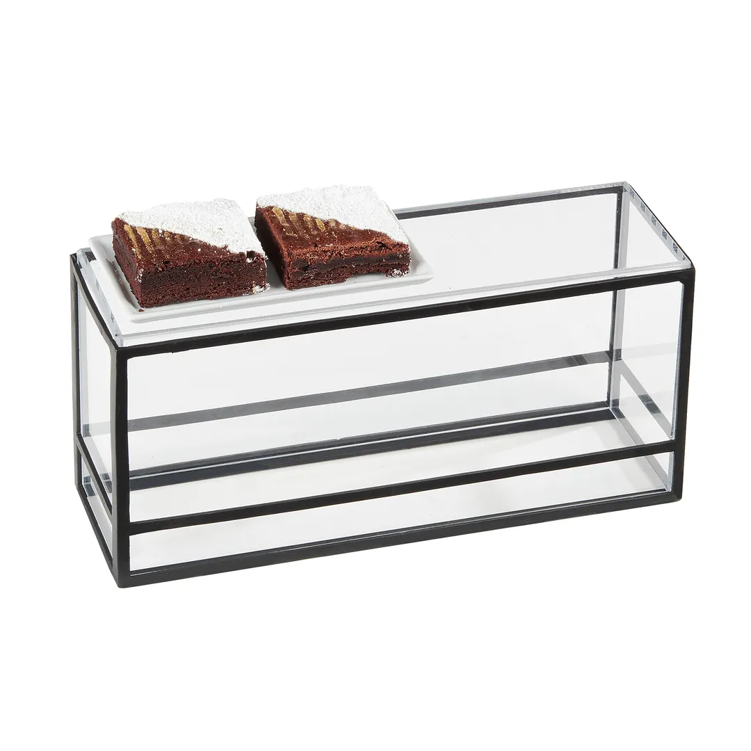 Cal-Mil 22077-13 Black Rectangular Riser, 15" W x 5" D x 5" H, Reversible Plastic/Steel, 1‑2 Step