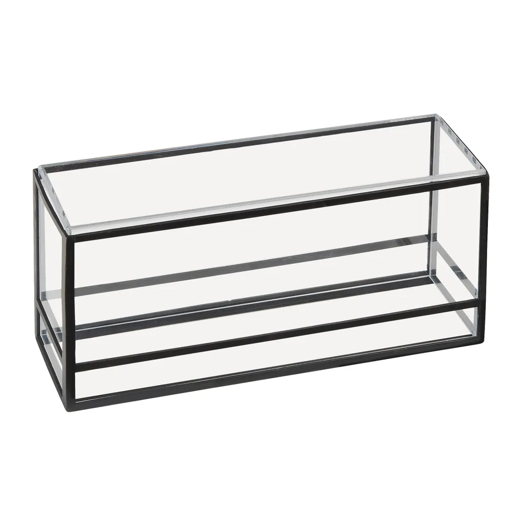 Cal-Mil 22077-13 Black Rectangular Riser, 15" W x 5" D x 5" H, Reversible Plastic/Steel, 1‑2 Step