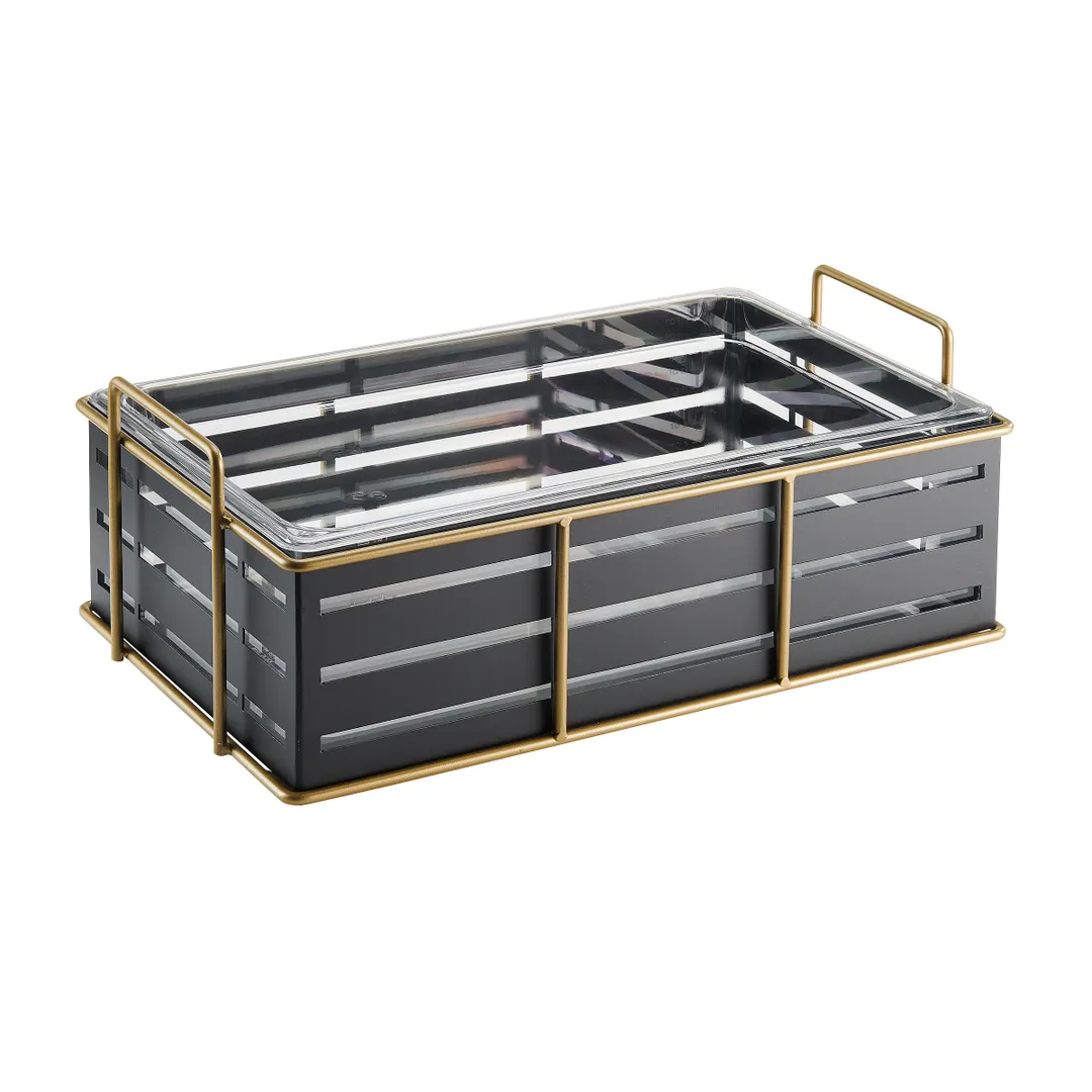Cal-Mil 22085-12-90 Empire Ice Housing – 22x13½x6¾" Plastic Display with Pan, Gold/Black Frame