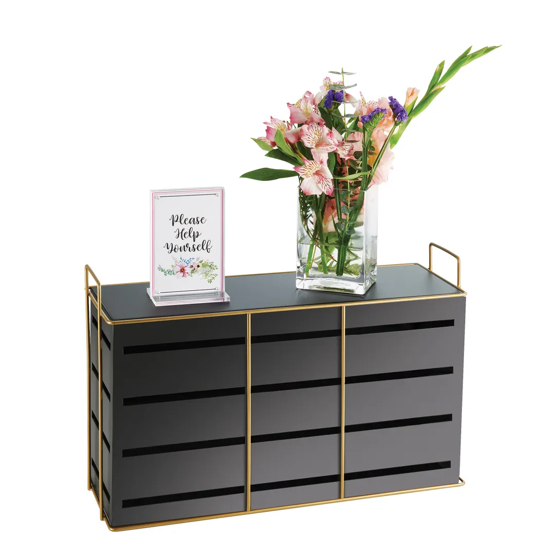 Cal-Mil 22087-13-90 Empire Riser, 20.5" W x 7" D x 13" H Black Metal, Gold Frame, 1‑2 Steps 12‑16"