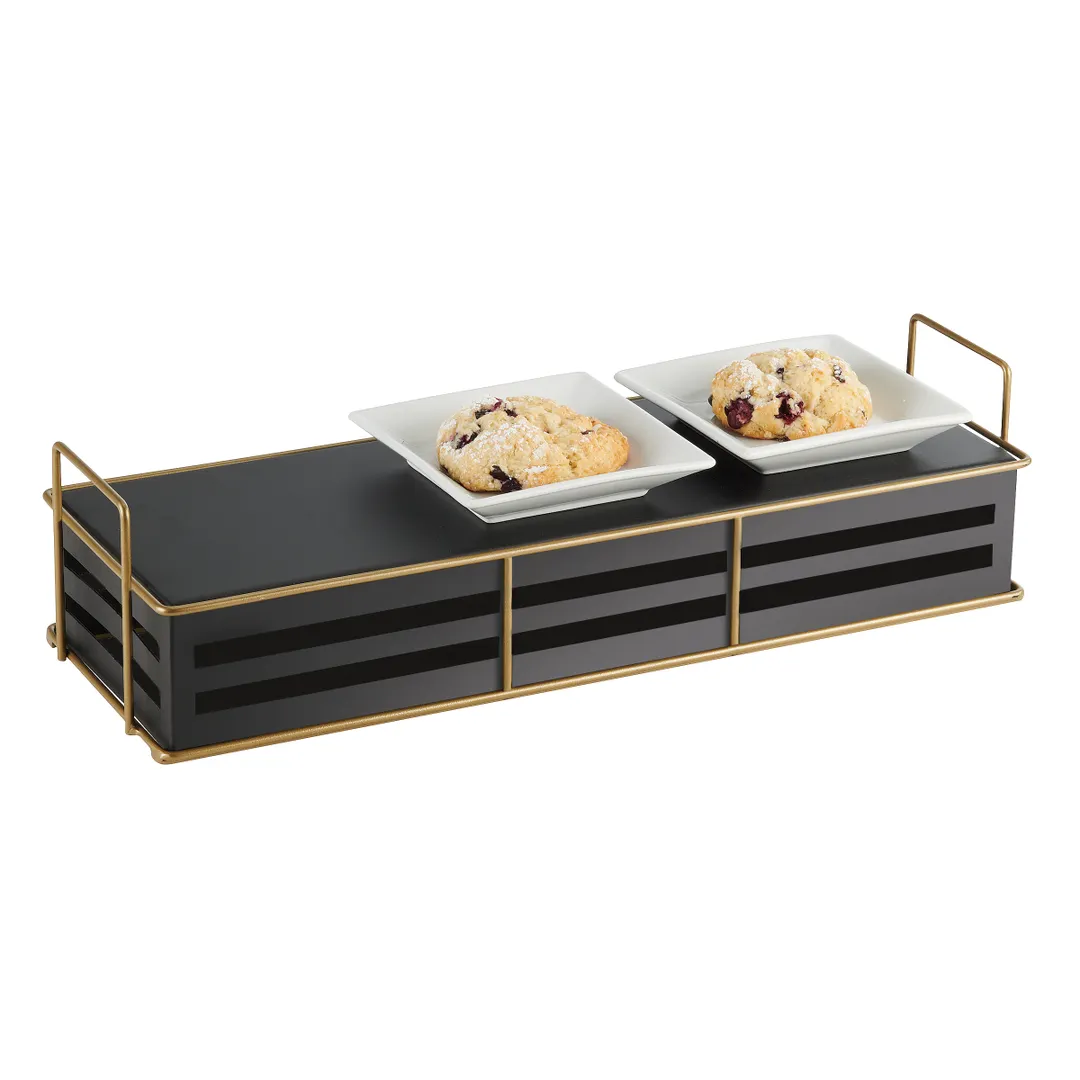 Cal-Mil 22087-5-90 Empire Riser Black Rectangular Metal Gold Wire Frame 20½"W x 7"D x 5"H 5"‑8" 9"
