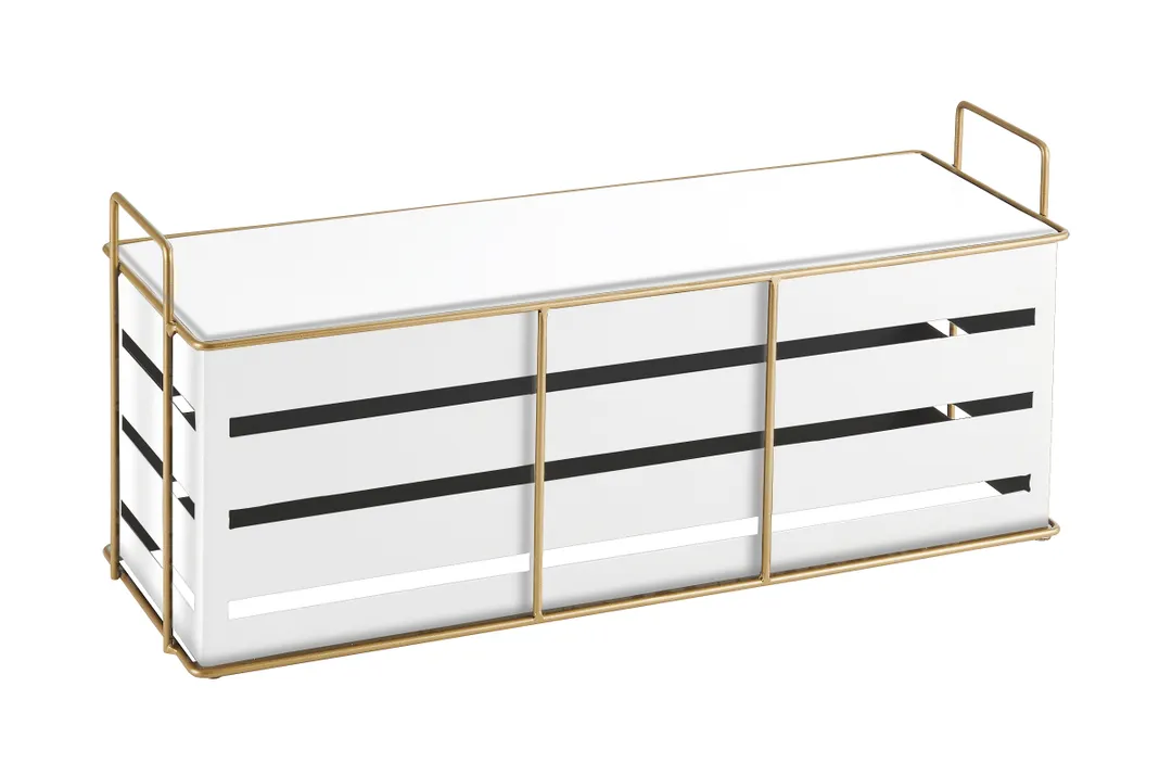 Cal-Mil 22087-9-15 Riser - 20½" W x 7" D x 9" H White Sheet Metal Base with Gold Wire Frame