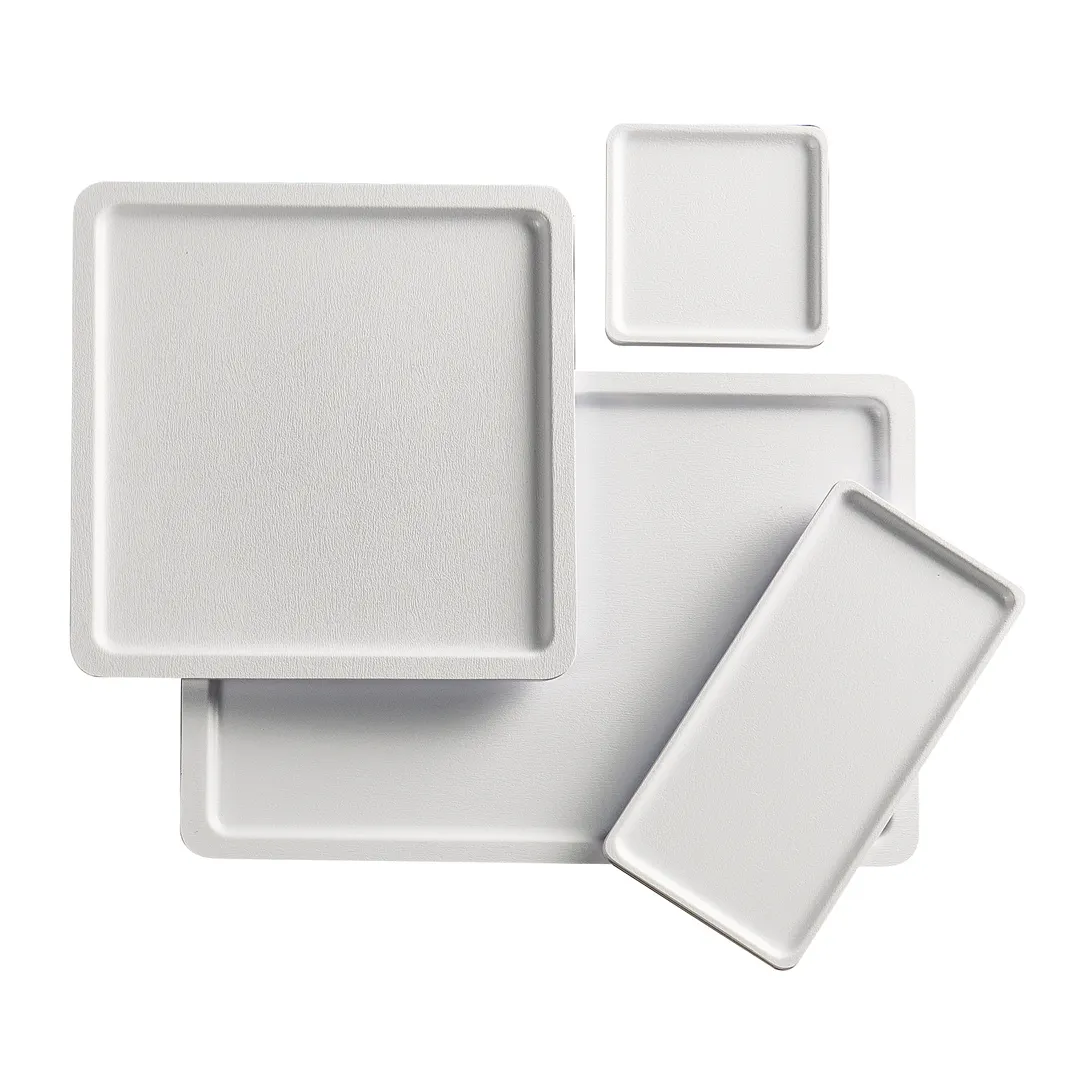 Cal-Mil 22097-15 Serving Tray, 4"W x 4"D x 1/2"H, Stackable, Melamine, White