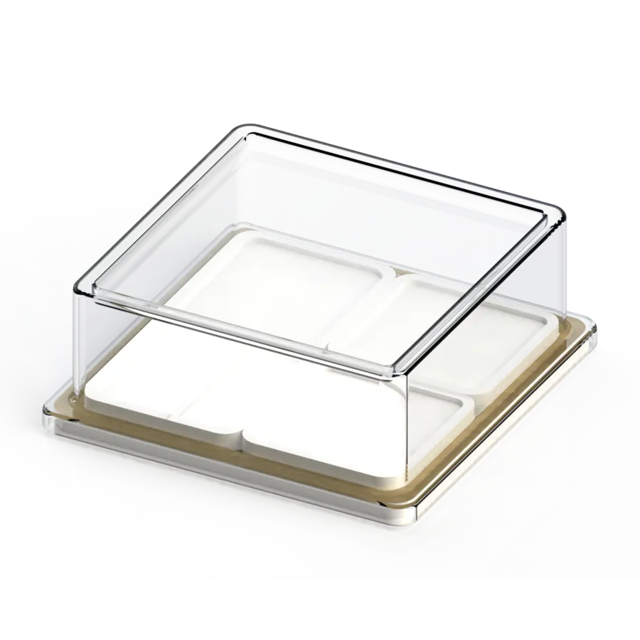 Cal-Mil 22099-CVR Clear Plastic Dome Cover, 9" x 9" x 3", Stackable Lift‑Off, Fits 22099 Series