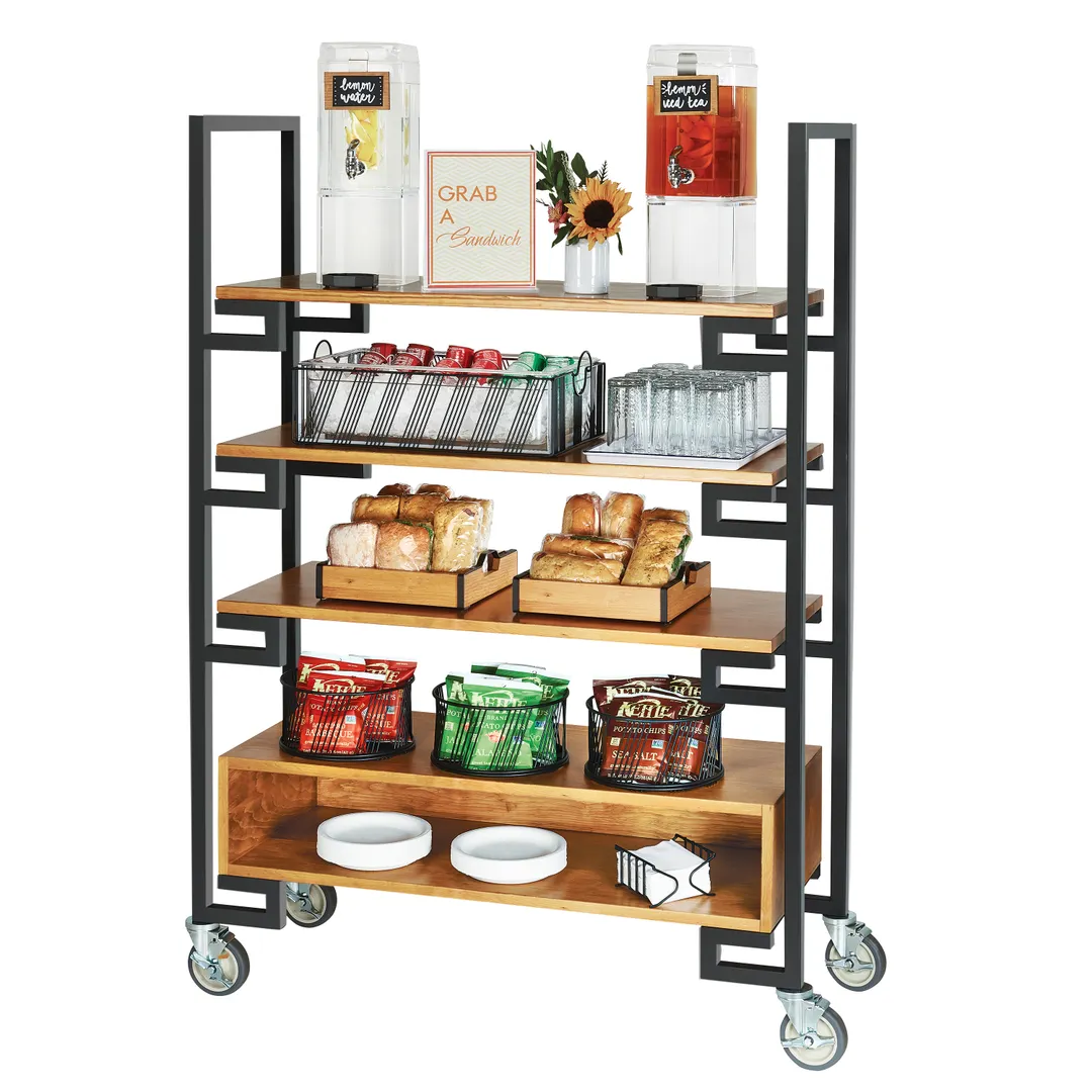 Cal-Mil 22123-99 Madera Serving Cart, 48"W x 18"D x 70-1/2"H, 5 Large Shelves, Rustic Pine, 4 Castors with Locks