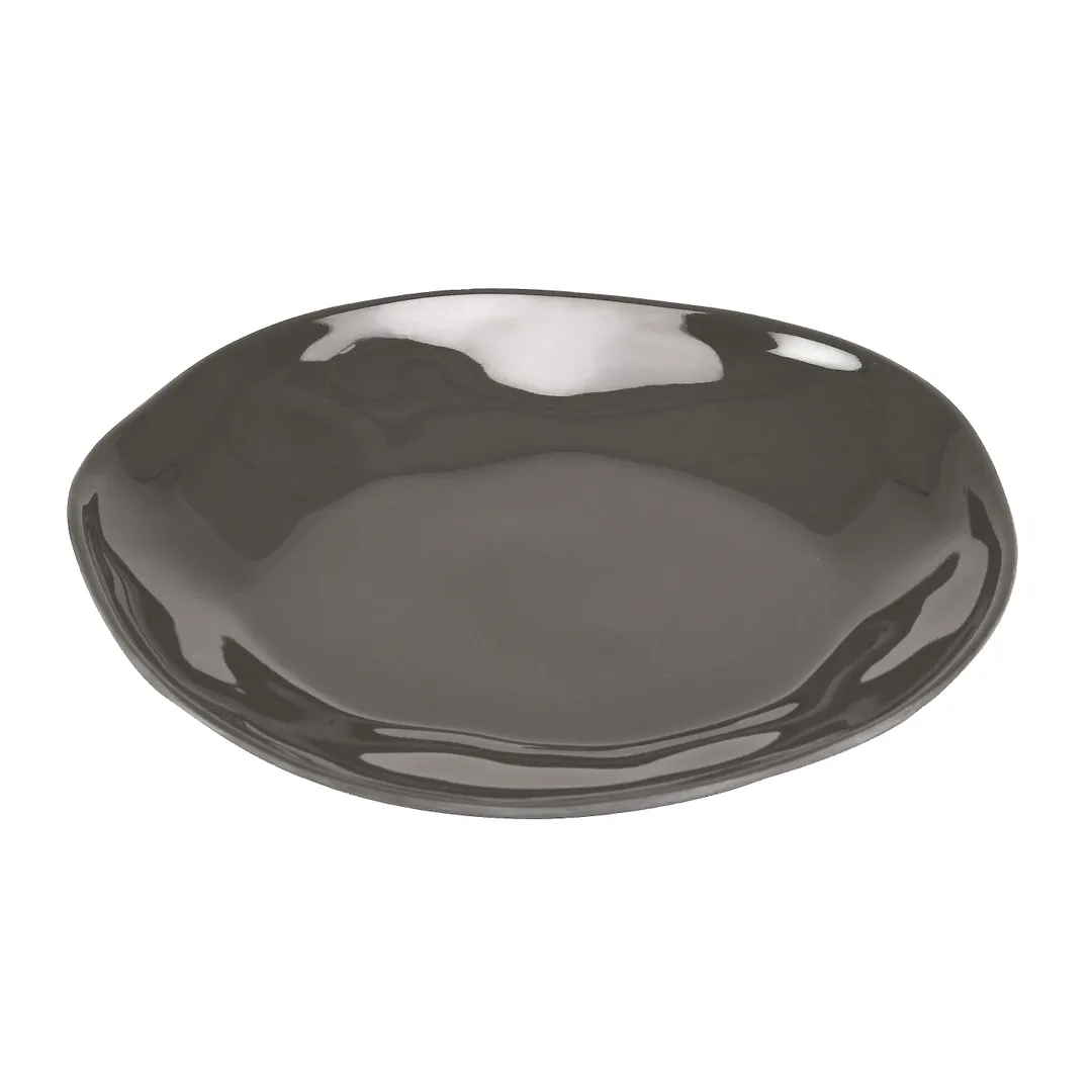 Cal-Mil 22304-10-101 Reusable Plastic Plate, 10-1/4" Round Melamine, Black, Flared Edge