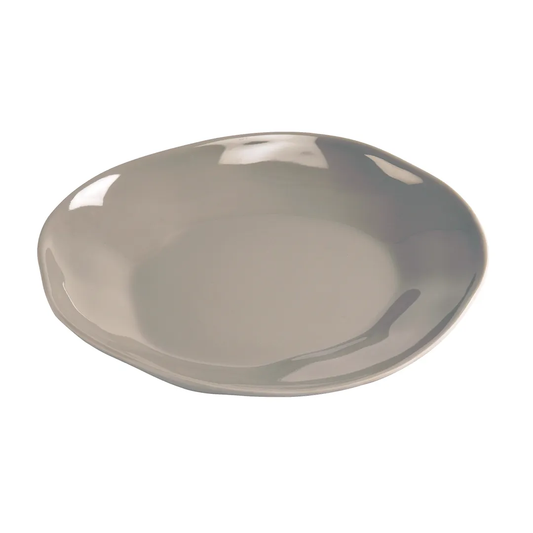 Cal-Mil 22304-9-102 - 8-3/4" Round Melamine Plate, Ash Grey, Flared Edge, 8-9" Diameter