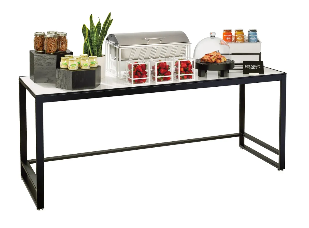 Cal-Mil 22340-72-15 Merchandising Table – 72" W x 24" D x 34" H, White Top Shelf, Sturdy Metal Frame