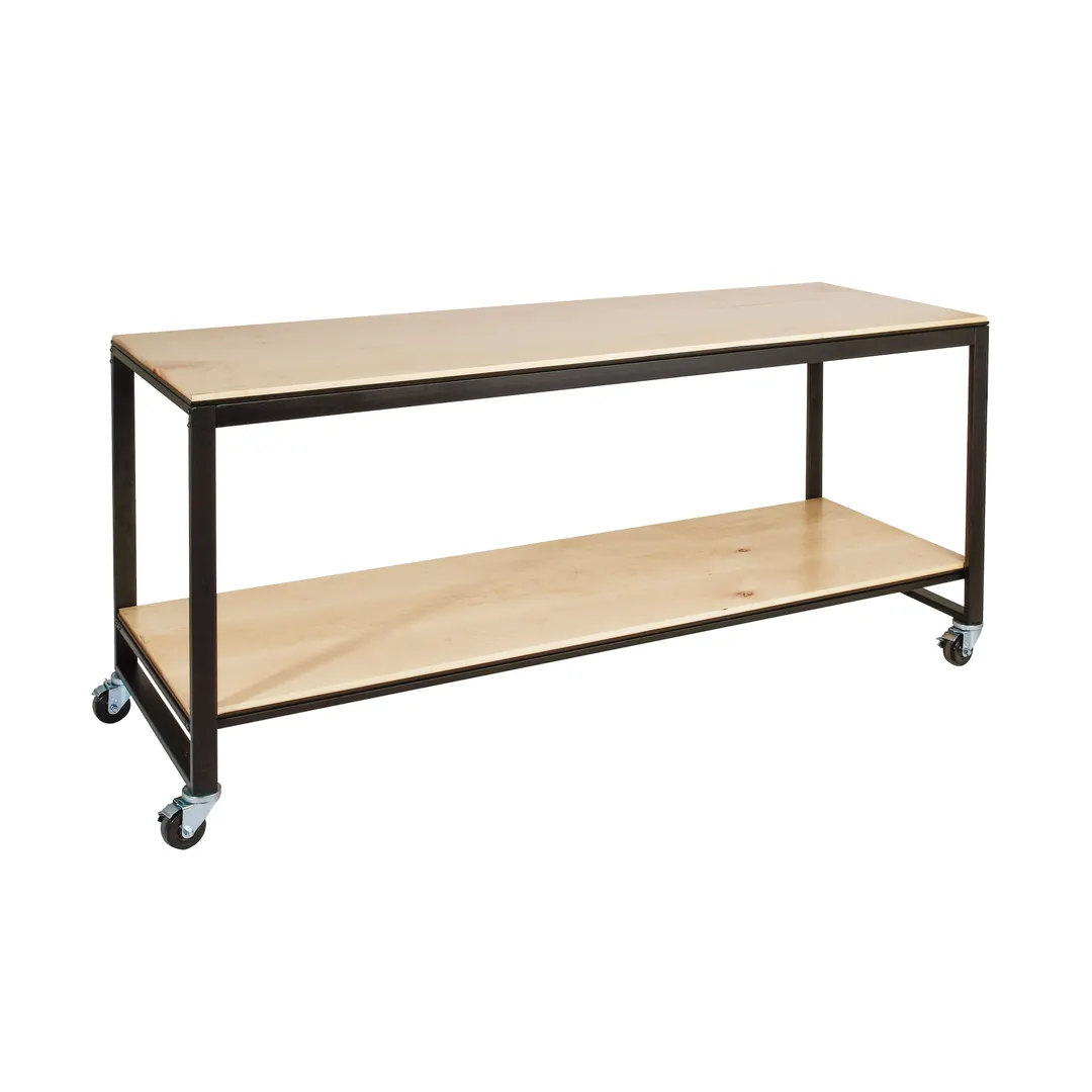Cal-Mil 22340-72-71 Merchandising Table, 72"W x 24"D x 34"H, Maple Top Shelf, Metal Frame