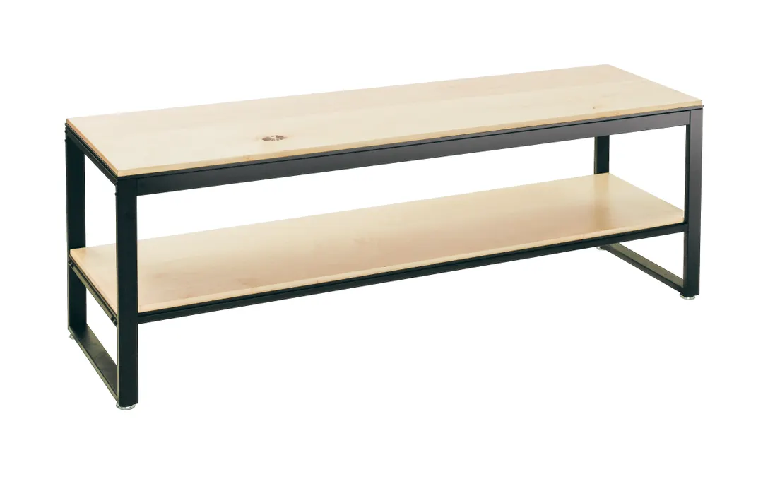 Cal-Mil 22341-64-71 Table – 64½" W x 18" D x 24¼" H, 2‑Tier Nesting, Maple Shelf, Metal Frame