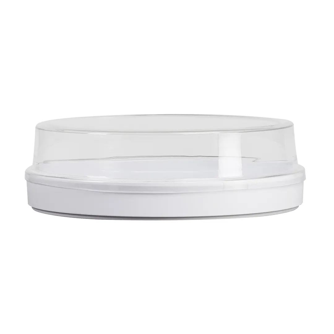 Cal-Mil 22346-8-12 8" Round Plate Cover, Stackable, 1" Vent Hole, Clear Plastic, Fits 22017-8