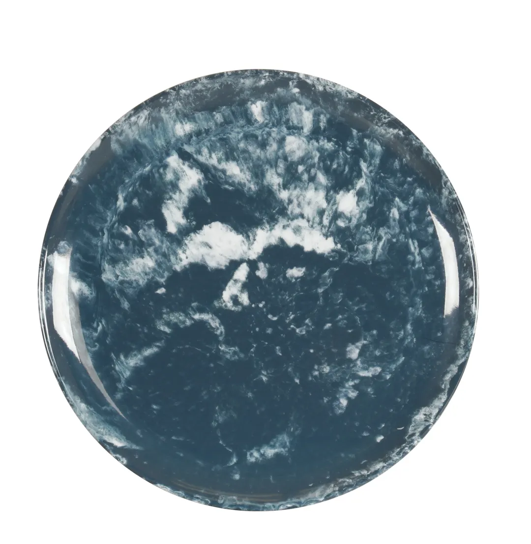Cal-Mil 22351-7-119 - 7" Diameter Round Coupe Plate, Blue Gloss Melamine, Reactive Finish