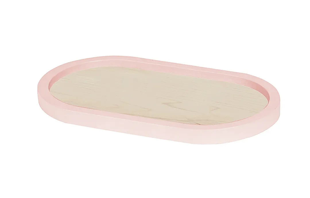 Cal-Mil 22379-712-108 Blonde Serving Tray, 7" x 12", Oval, Two-Tone Maple Tray with Blush Rim