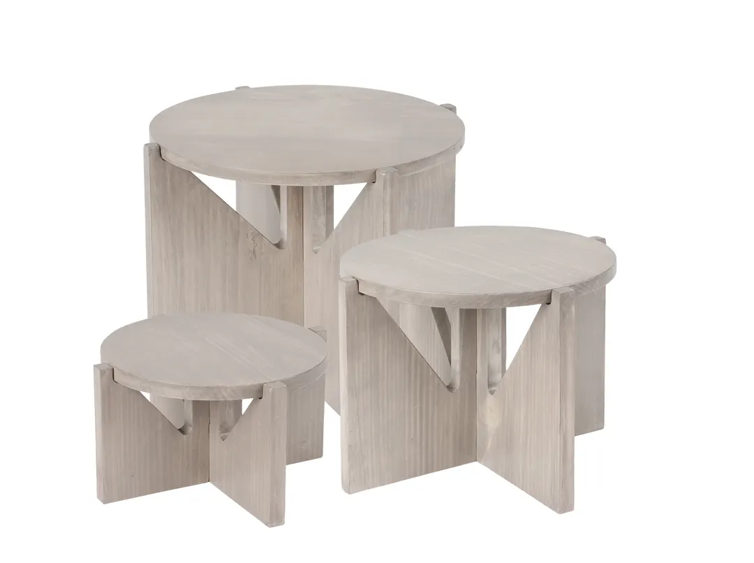Cal-Mil 22408-11-110 Aspen Riser, 12" X 12" X 11"H, Round, Gray-Washed Pine Wood