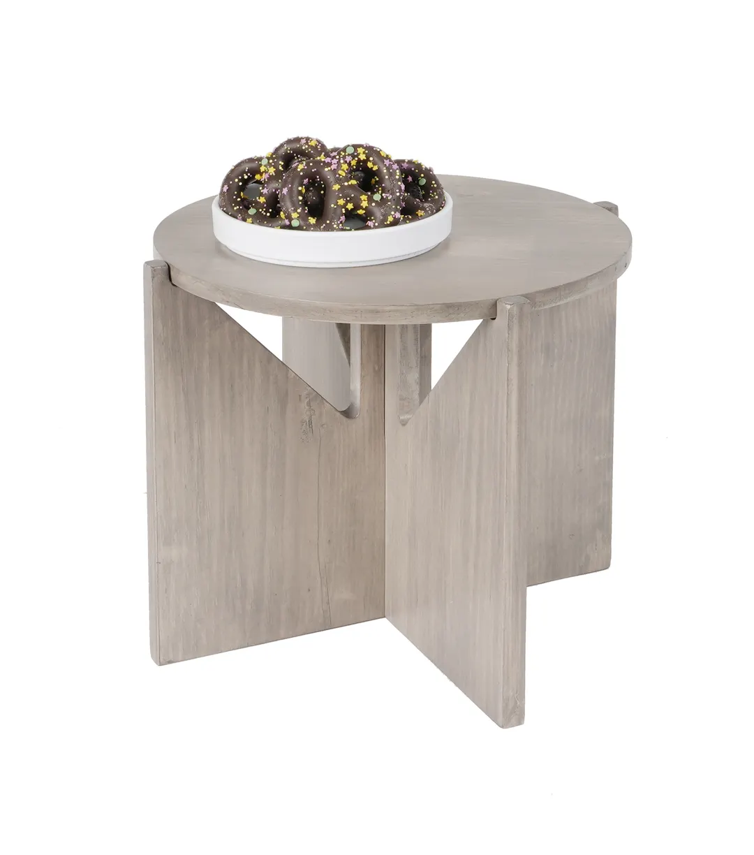Cal-Mil 22408-11-110 Aspen Riser, 12" X 12" X 11"H, Round, Gray-Washed Pine Wood
