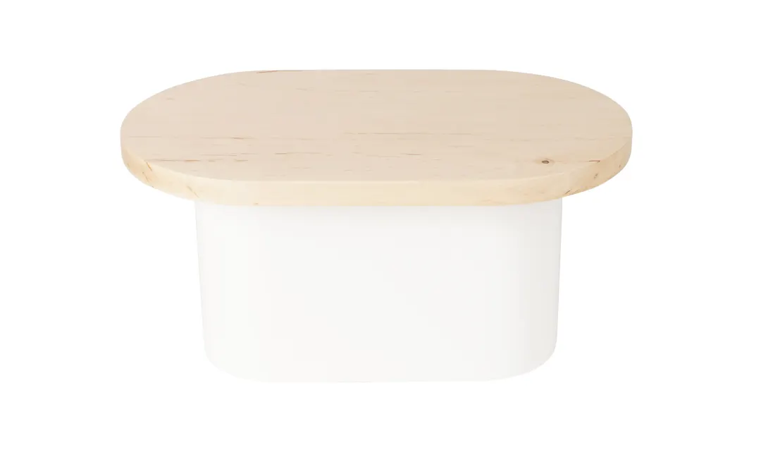 Cal-Mil 22411-7-71 Oval Riser, 18" x 10" x 7" H, Maple Wood Top, White Metal Base, Natural, 1 Step