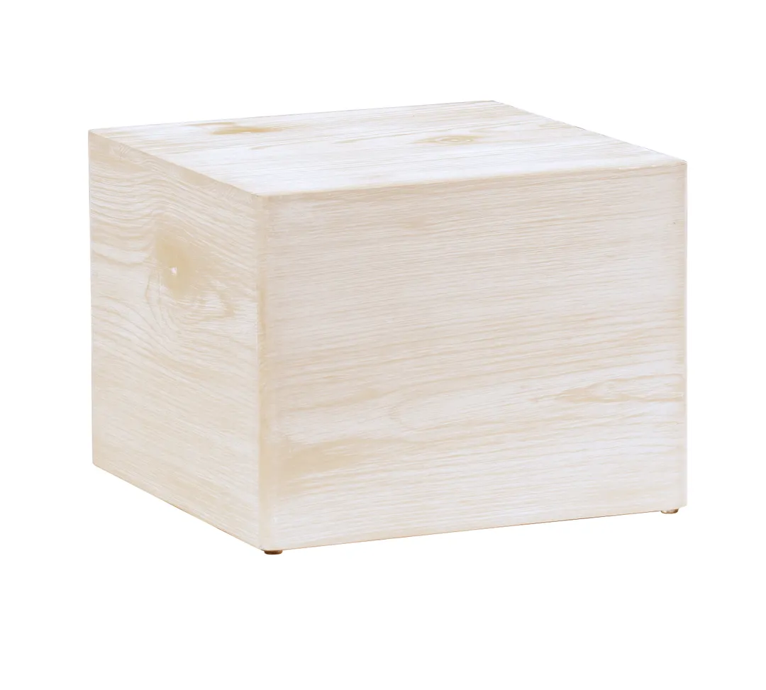 Cal-Mil 22420-9-113 White‑Washed Pine Wood Square Riser, 12" W x 12" D x 9" H, 1‑2 Step Cube